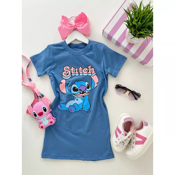 Camisetão Stitch Azul ® + Acessórios